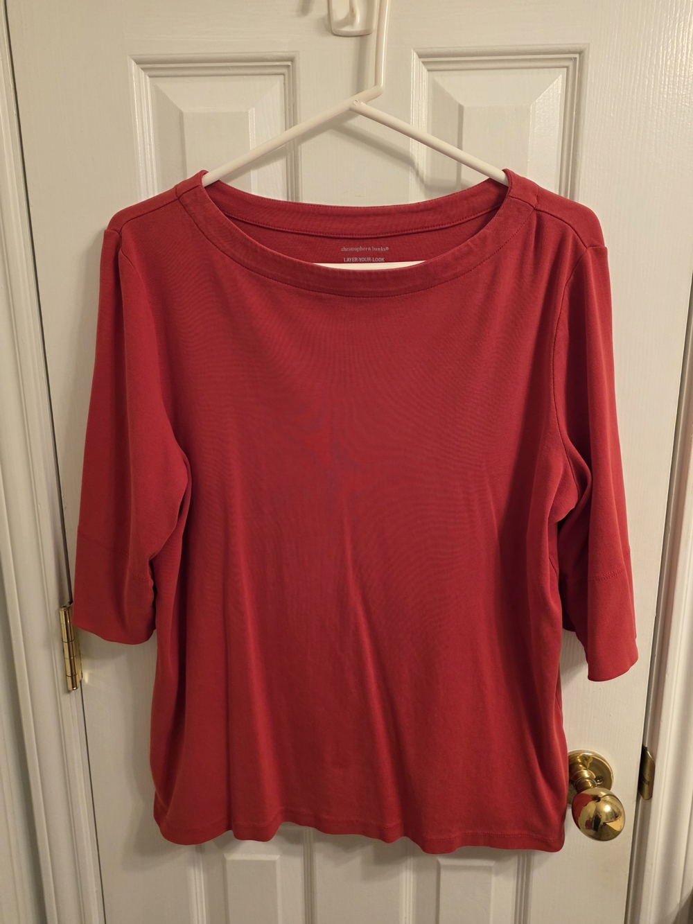 Christopher & Banks Red Short-Sleeve Crewneck Top